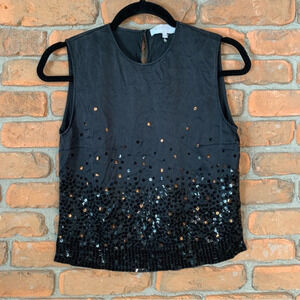 VOTRE‎ NOM COLLECTION Women's Black Sleeveless Sequin Embellished Top Size 2